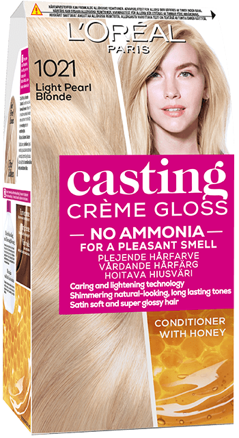 Hårfarge 1021 perleaktig lyseblond castingkrem gloss produktbilde