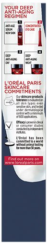 Ansiktspleie øyekrem Revitalift Laser X3 bak pakkebilde
